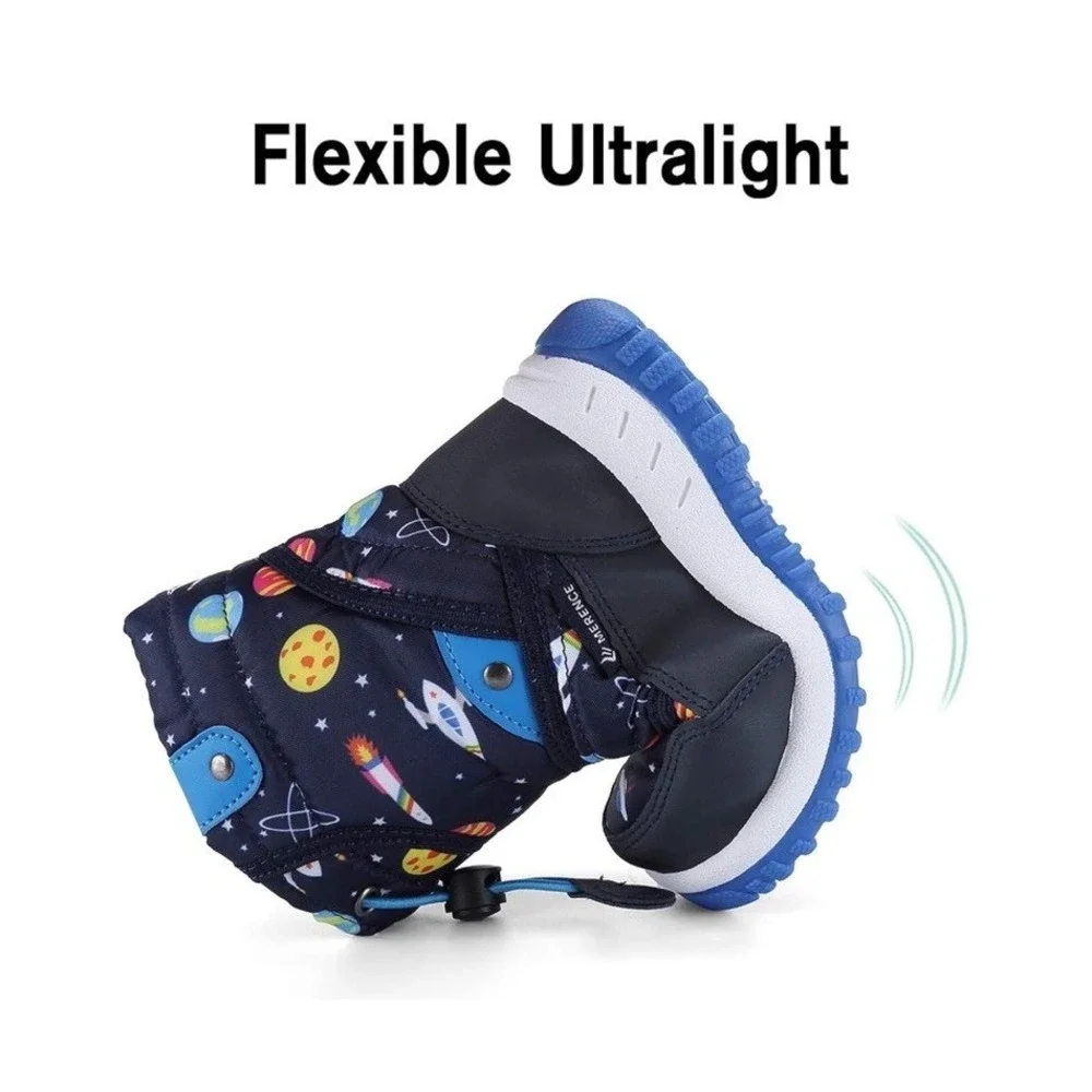 Boys Winter Snow Boots Faux Fur Lined Warm Mid Calf Outdoor Ski Boots